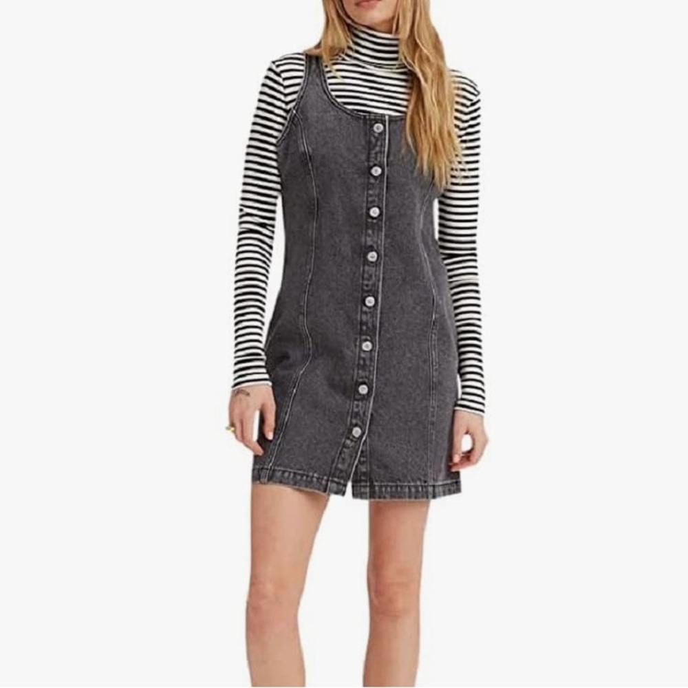 Levi’s Tuli button front denim dress in black